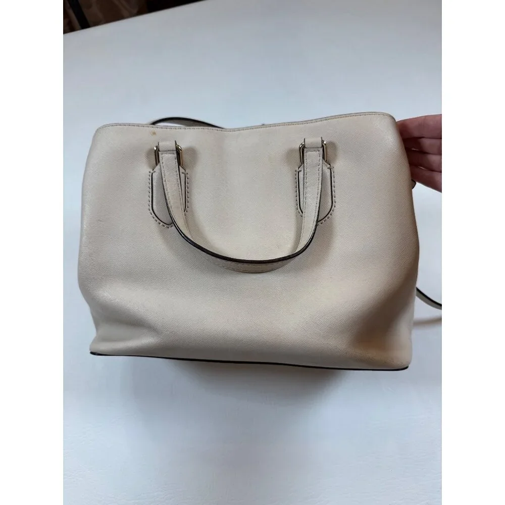 Kate Spade New York Beige Leather Crossbody Tote Handbag Gold Hardware - Picture 5 of 12